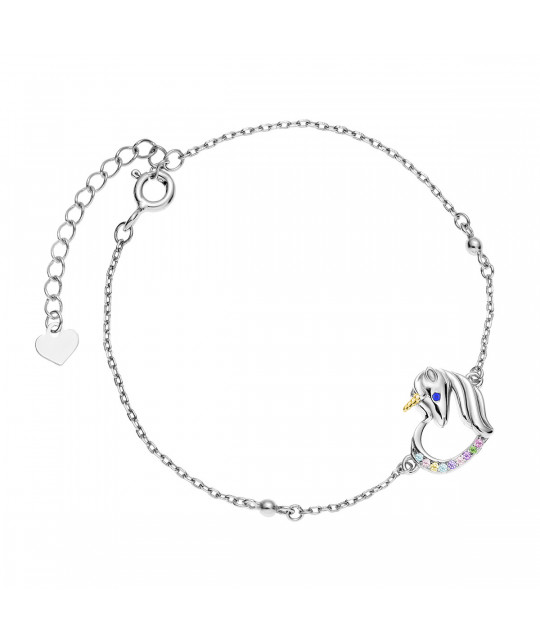 Silver bracelet SENTIELL, Unicorn with various zircons and sapphire eye