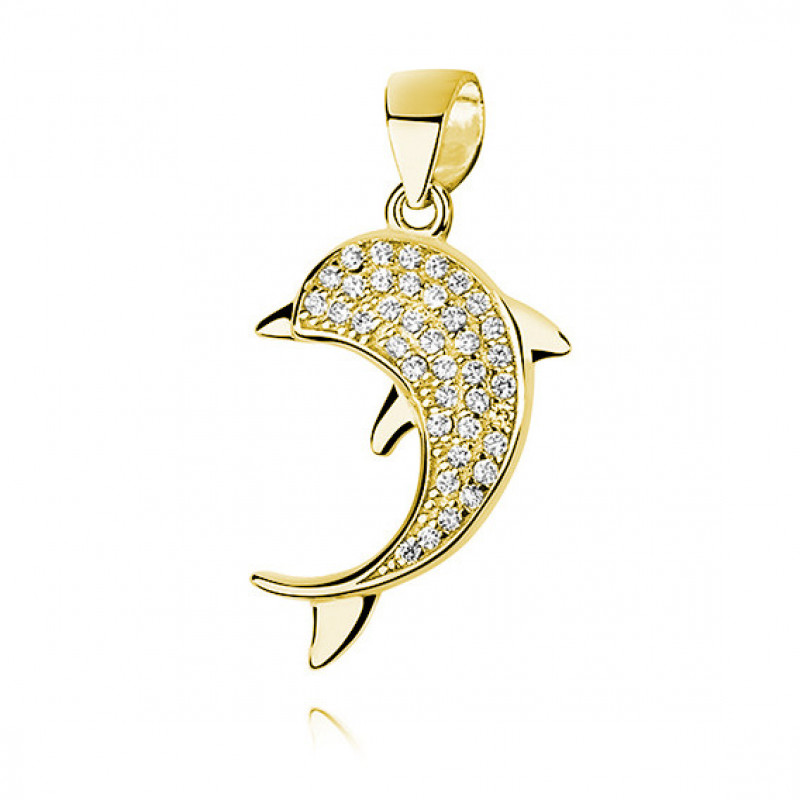 Gold-plated silver pendant SENTIELL, Dolphin with zircon
