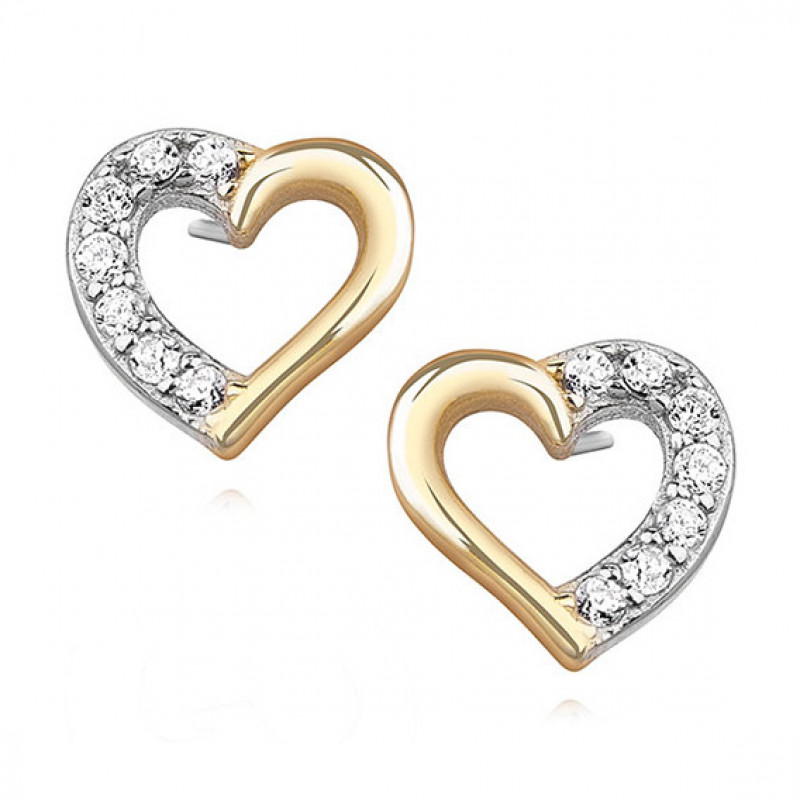 Gold-plated silver earrings SENTIELL, Heart with zircons