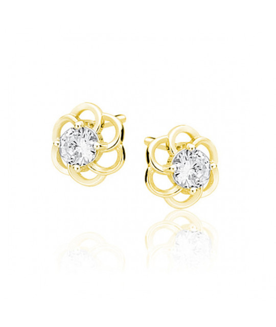 Silver elegant earrings SENTIELL, Gold - plated flowers with zircon