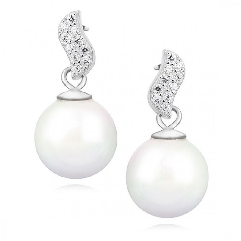 Silver earrings with zircon SENTIELL, Pearl