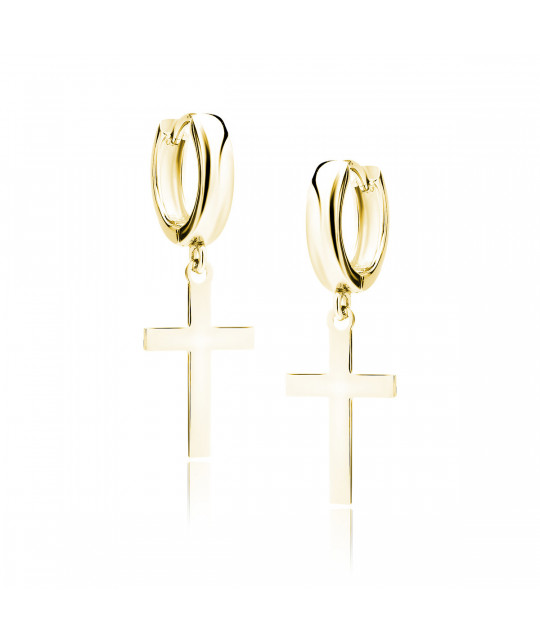 Gold-plated silver earrings SENTIELL, Circle with cross