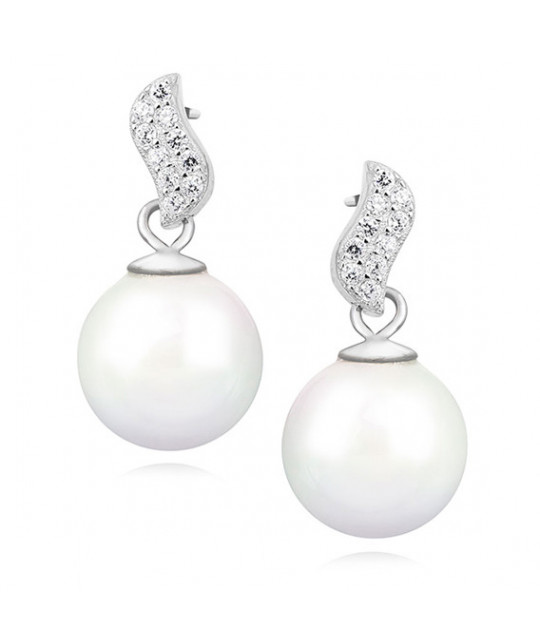 Silver earrings with zircon SENTIELL, Pearl