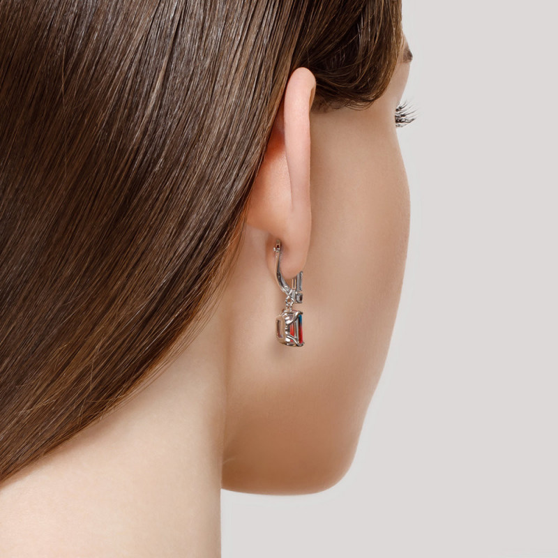 Silver earrings with sitalls and cubic zirkonia SOKOLOV