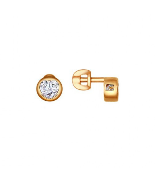 Earrings-studs SOKOLOV in gilded silver with cubic zirkonia, Heart