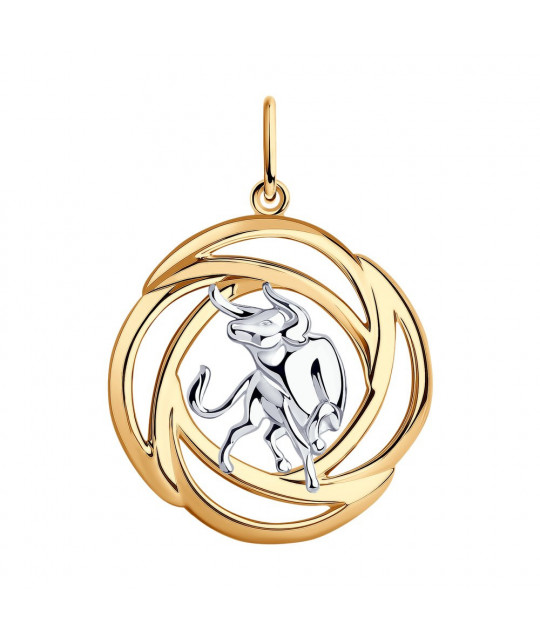 Paauksuotas sidabrinis pakabukas SOKOLOV, Zodiako ženklas: Jautis
