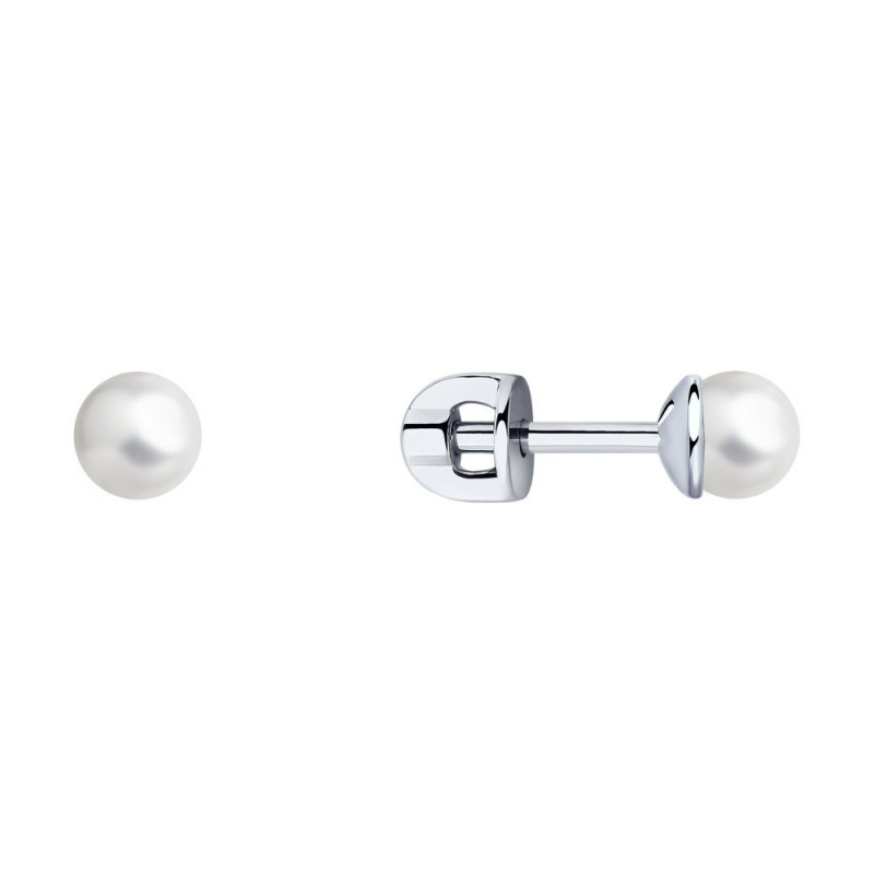Earrings-studs SOKOLOV in sterling silver with pearls