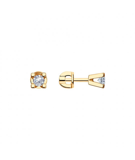 Earrings-studs from gilded silver with cubic zirkonia SOKOLOV