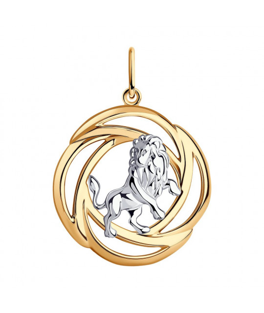 Gilded silver pendant SOKOLOV, Zodiac sign: Lion
