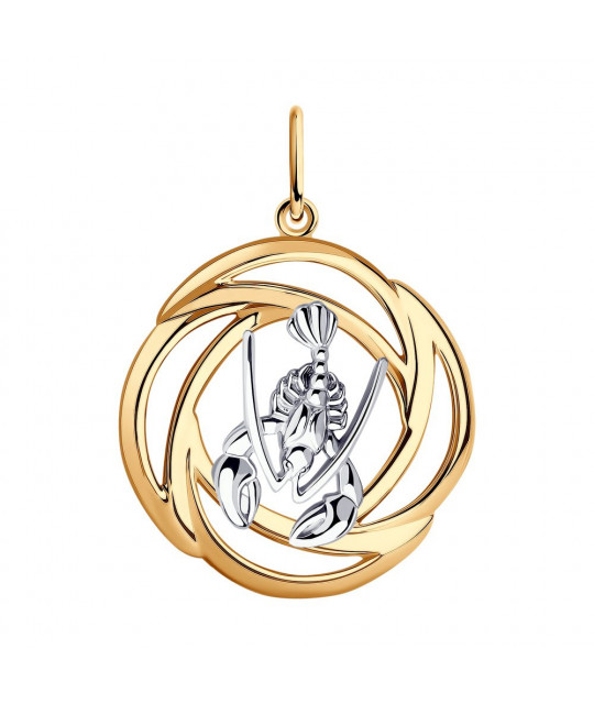 Paauksuotas sidabrinis pakabukas SOKOLOV, Zodiako ženklas: Vėžiai