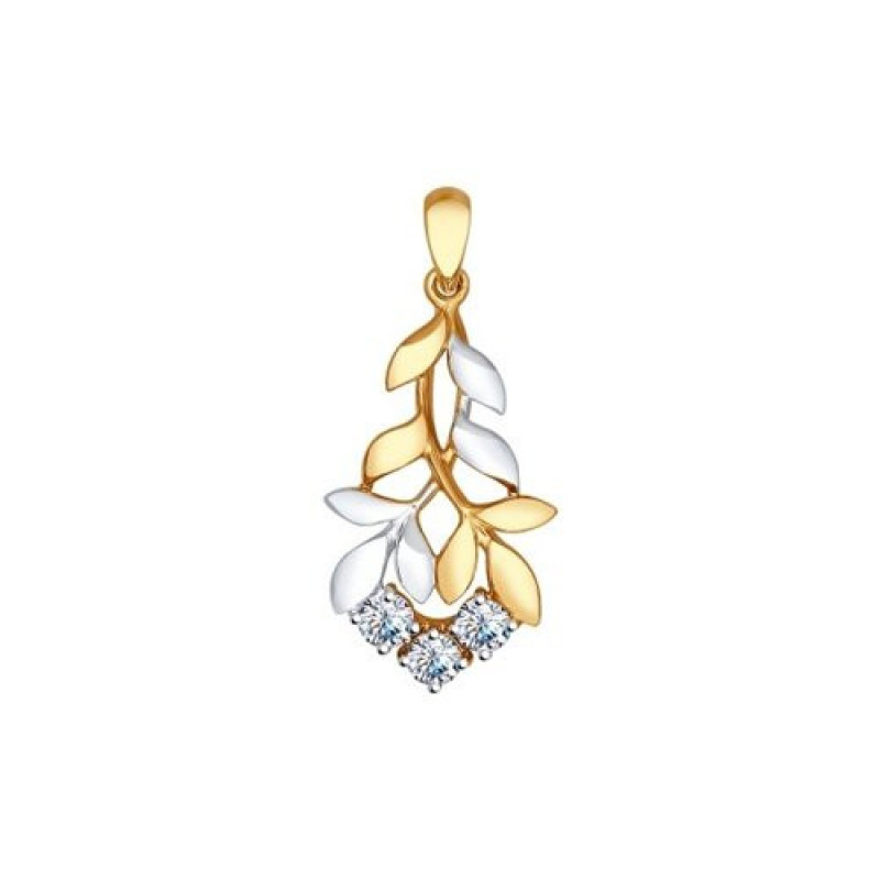 Gold-plated pendant SOKOLOV with cubic zirkonia