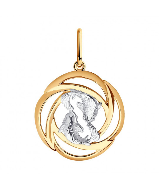 Paauksuotas sidabrinis pakabukas SOKOLOV, Zodiako ženklas: Žuvys