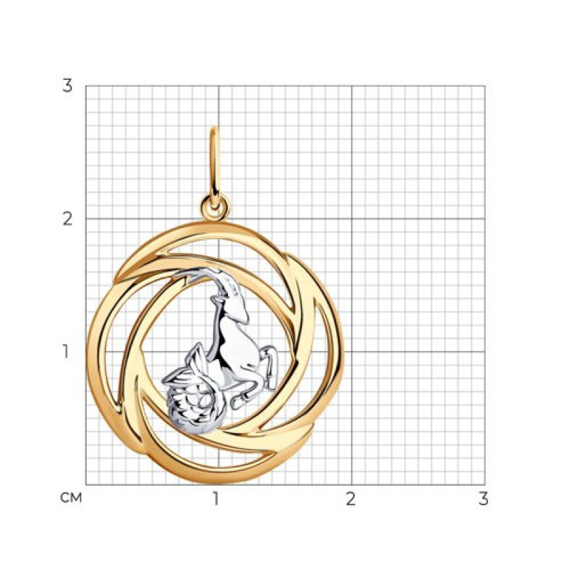 Gilded silver pendant SOKOLOV, Zodiac sign: Capricorn