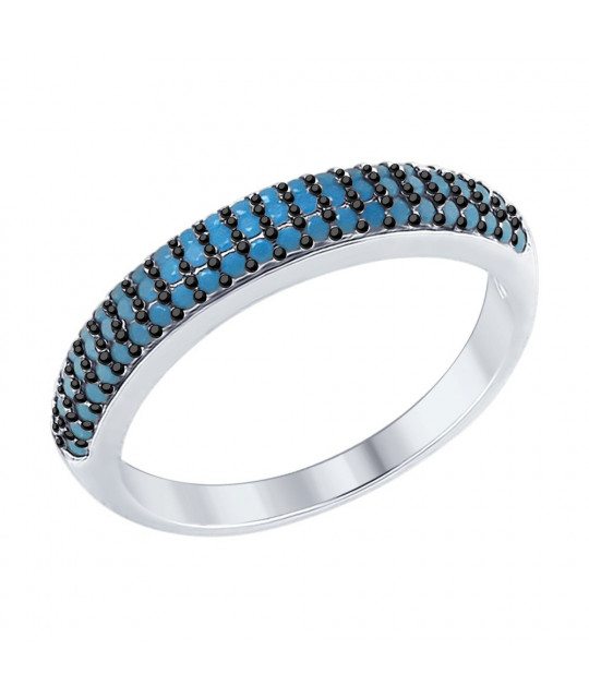 Серебряное кольцо SOKOLOV с голубыми ситаллами