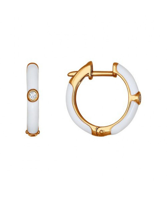 Gold-plated earrings SOKOLOV with white enamel
