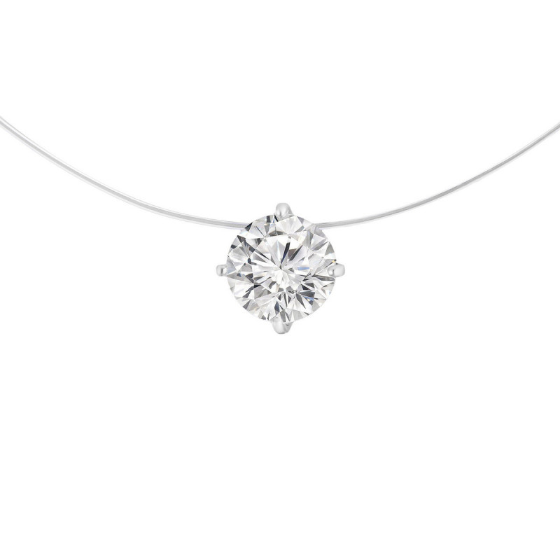 Silver necklace on a line ALFA-KARAT with cubic zirkonia