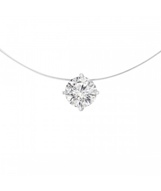 Silver necklace on a line ALFA-KARAT with cubic zirkonia