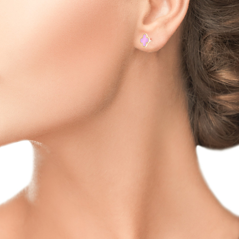 Earrings in silver with ALFA-KARAT enamel, Clover