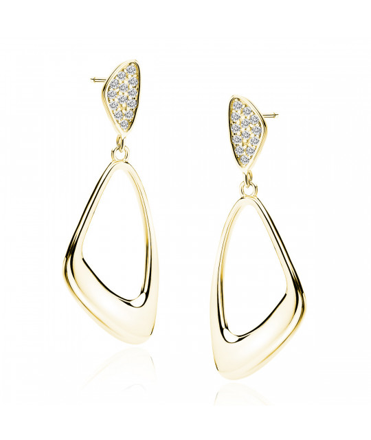 Silver gold-plated elegant earrings SENTIELL with white zircons