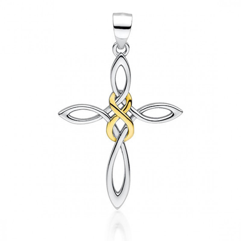 Silver pendant cross SENTIELL with gold-plated infinity sign