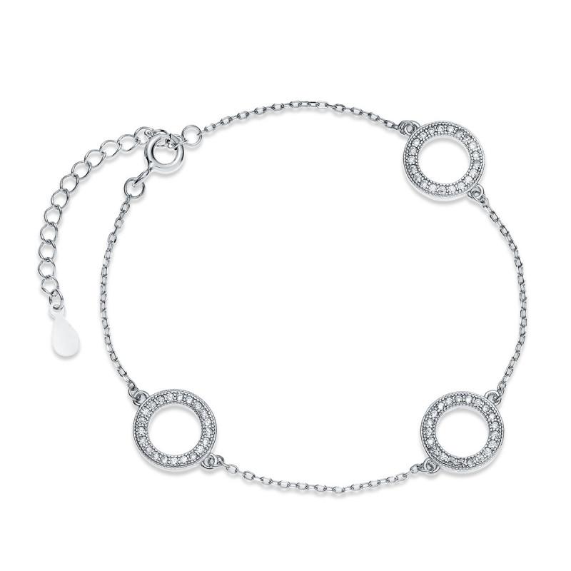 Silver delicate bracelet SENTIELL, Cirlces with zirconias
