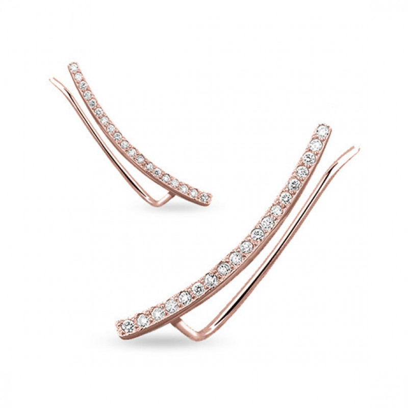 Silver rose gold-plated cuff earrings SENTIELL with zircon