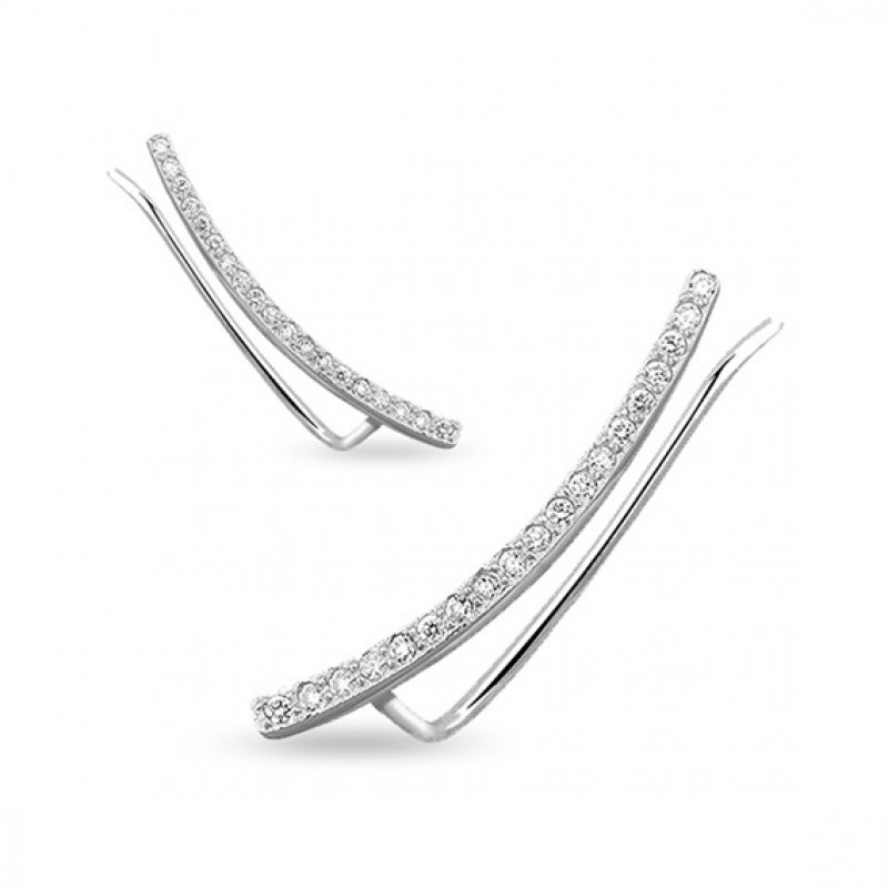 Silver cuff earrings SENTIELL with zircon