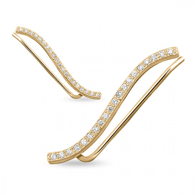 Silver gold-plated cuff earrings SENTIELL with zirconia