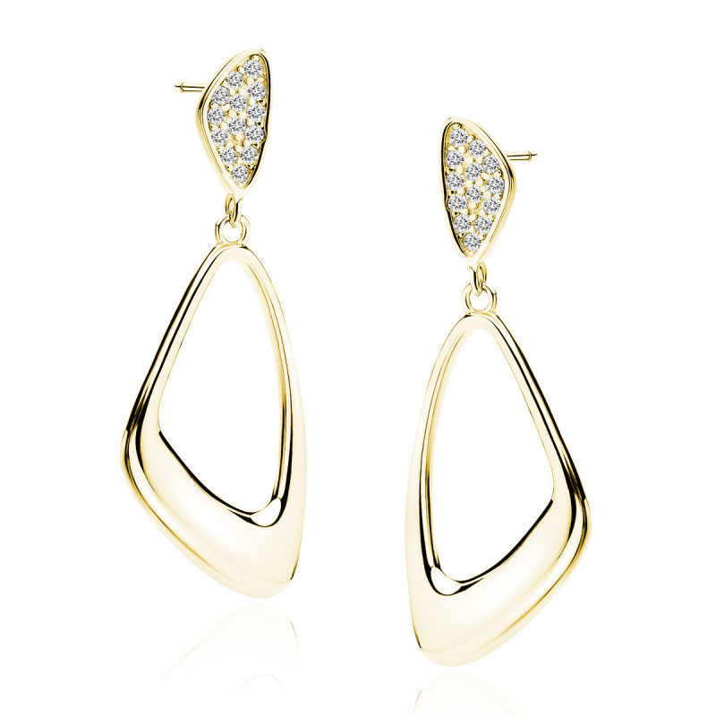 Silver gold-plated elegant earrings SENTIELL with white zircons