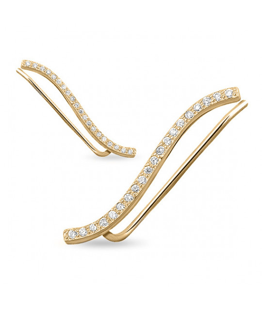 Silver gold-plated cuff earrings SENTIELL with zirconia