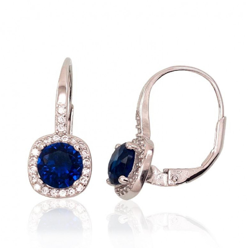 Silver earrings with blue zircon