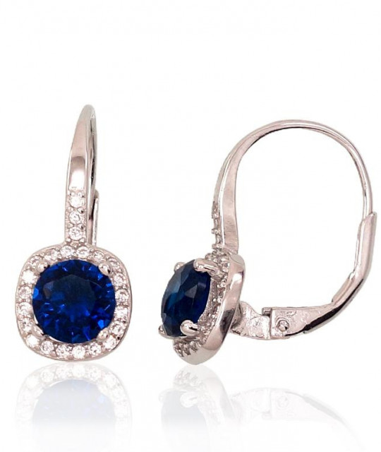 Silver earrings with blue zircon
