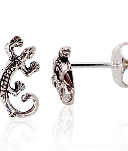 Silver earrings, Lizard