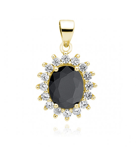 Gold-plated silver pendant with black zircon