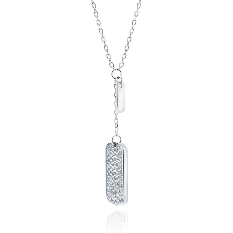 Silver necklace SENTIELL with zircons, Military tag and badge