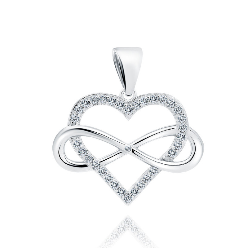 Silver pendant with zircons SENTIELL, Heart and infinity