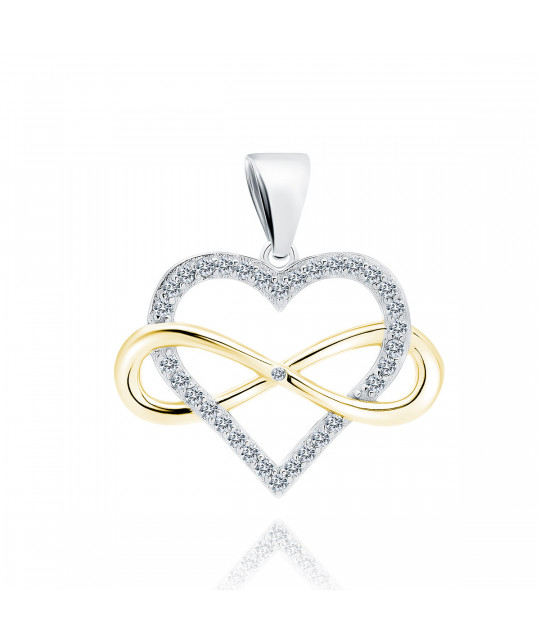 Gold-plated silver pendant with zircons SENTIELL, Heart and infinity