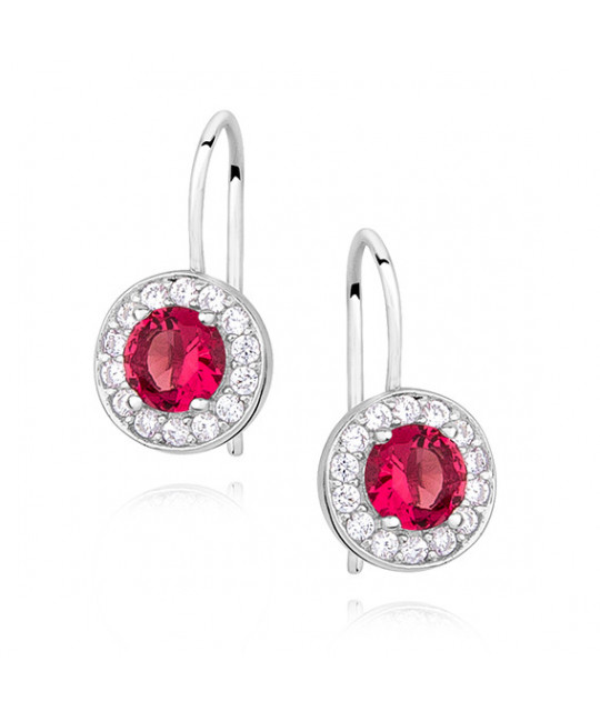 Silver SENTIELL earrings with ruby zircon