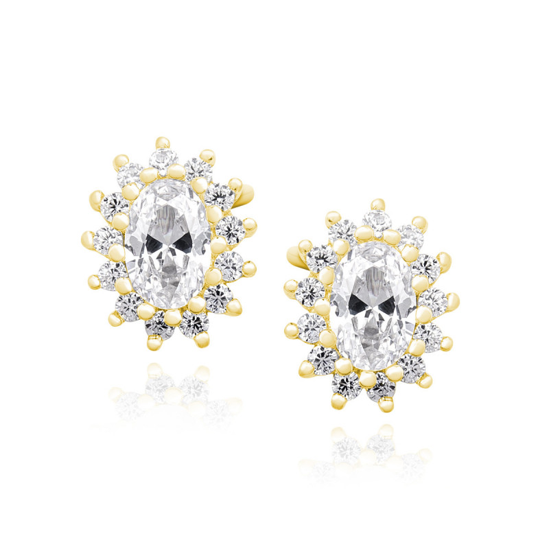 Gold-plated silver earrings SENTIELL, White zirconia
