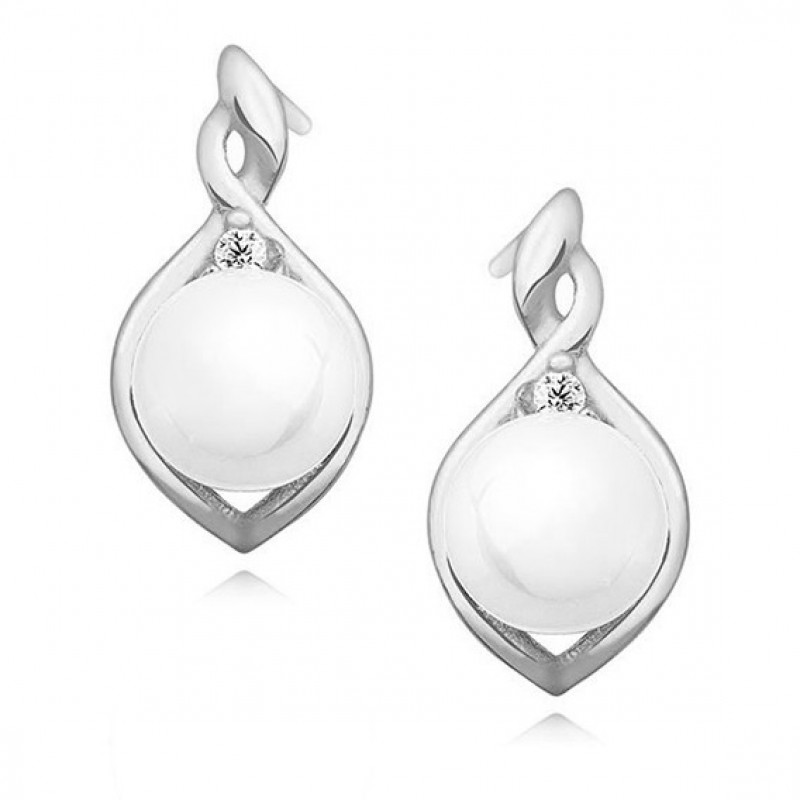 Gold-plated silver earrings SENTIELL, Pearl and zircon