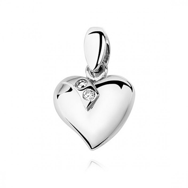 Silver pendant SENTIELL, Heart with two zircons