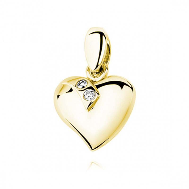 Позолоченный серебряный кулон SENTIELL, Сердце с двумя цирконами