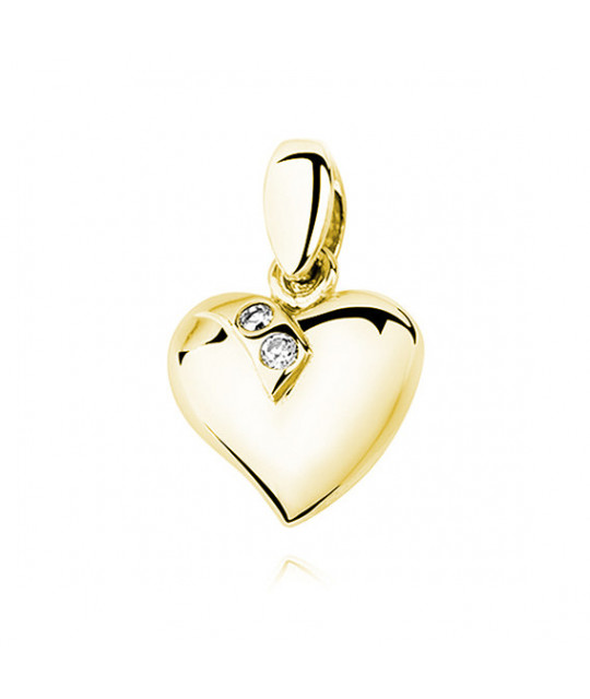 Gold-plated silver pendant SENTIELL, Heart with two zircons