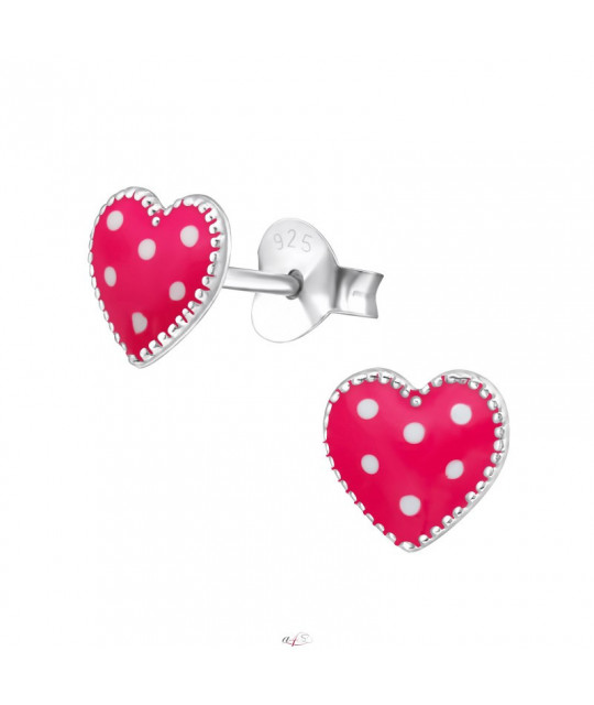 Silver earrings with enamel, Heart