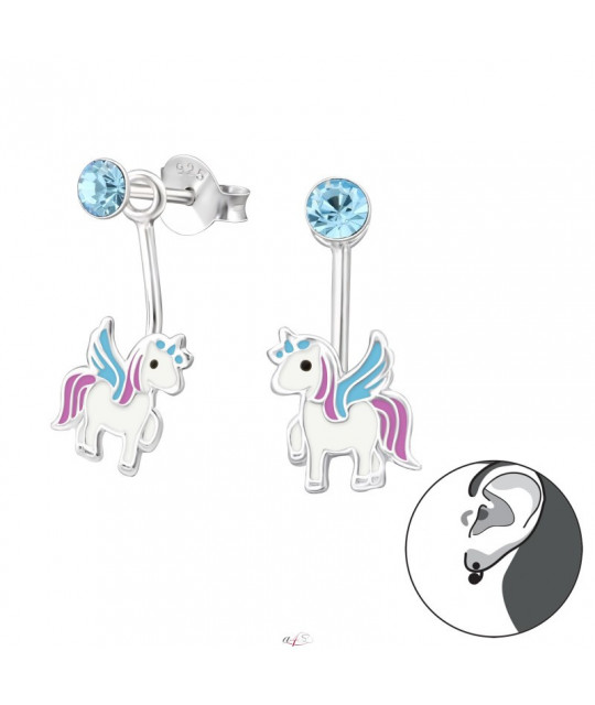 Silver earrings with stones, Unicorn