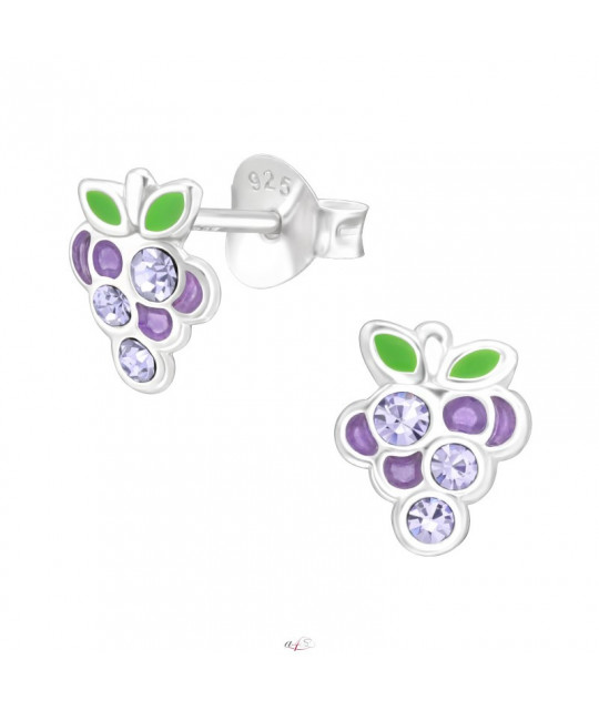 Silver earrings with stones, purple Grapes with lavender crystals