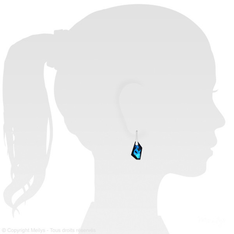 Sudraba auskari De-Art ar kristālu, Bermuda blue