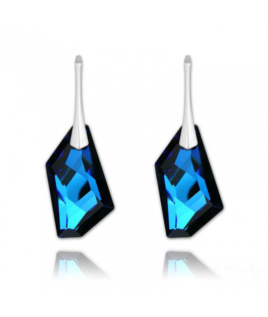 Sidabriniai auskarai De-Art su kristalu, Bermuda blue