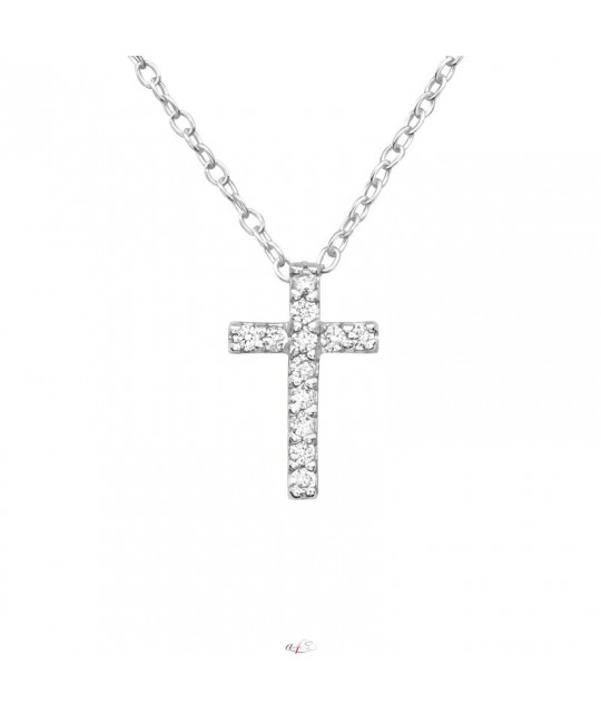 Sterling silver necklace with stones, Crystal Cross
