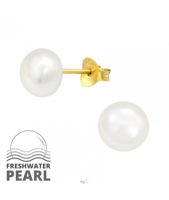 Auksuoti sidabriniai auskarai su perlais